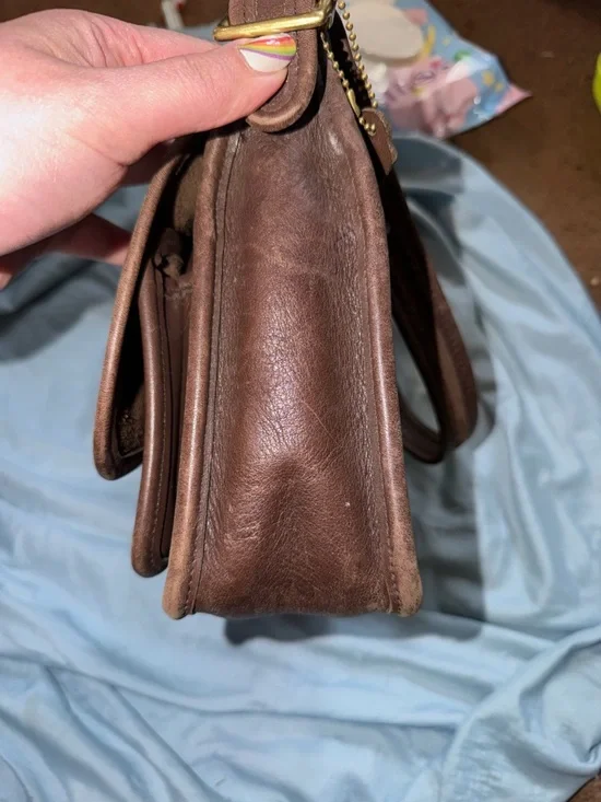 Vintage Coach Station Bag 9061 Brown Leather Crossbody USA Made Turnlock - Picture 13 of 14